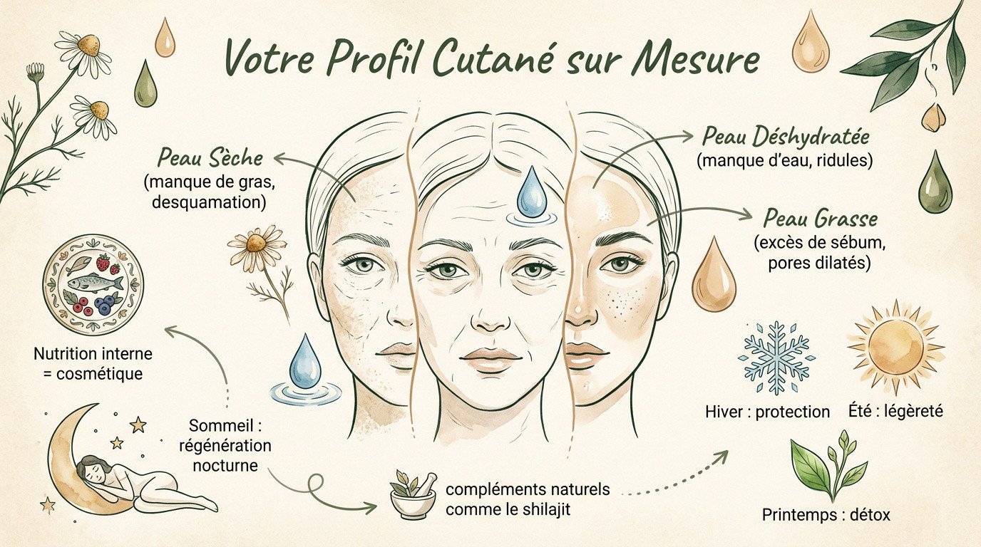 Illustration des différents types de peau pour une routine naturelle
