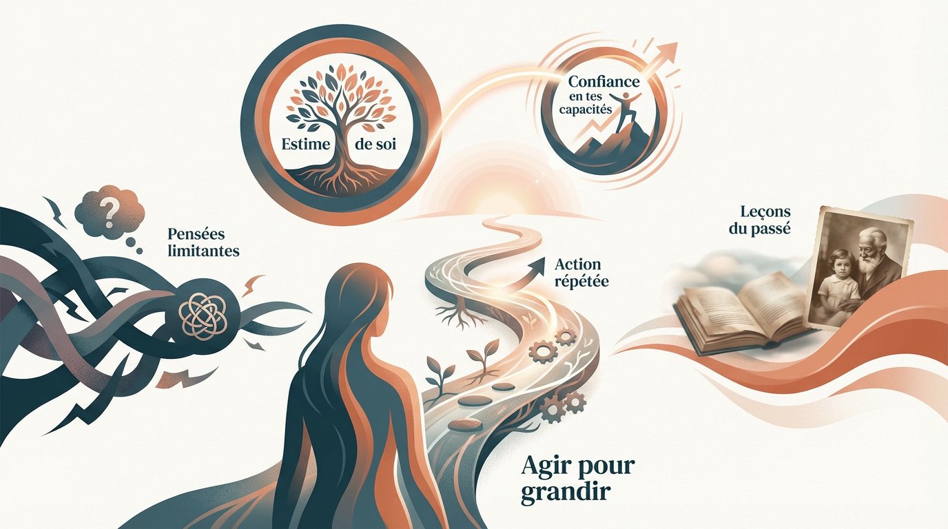 Illustration du cheminement progressif pour développer la confiance en soi par l'action