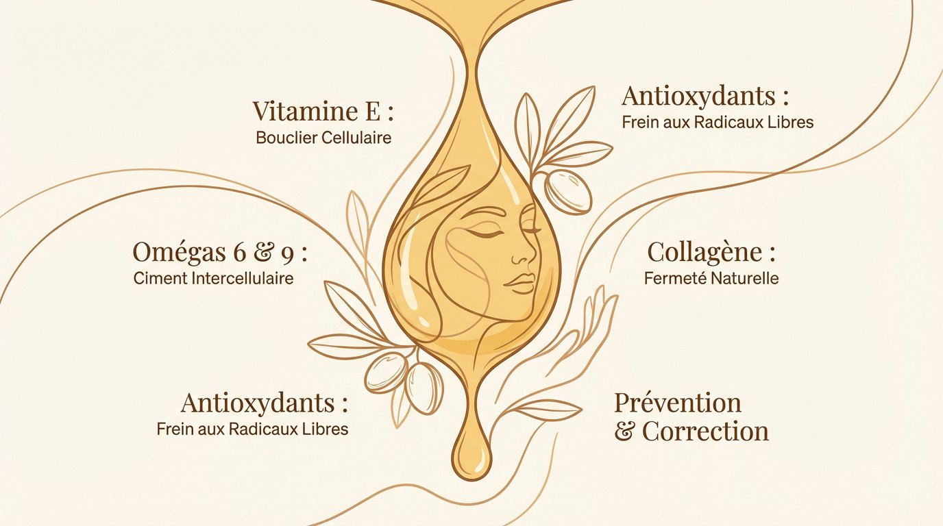 Flacon d'huile d'argan pure pour le soin anti-rides du visage