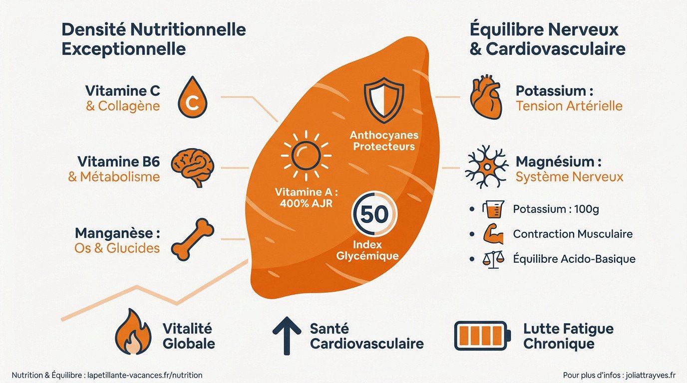 Patates douces coupées révélant une chair orange riche en nutriments