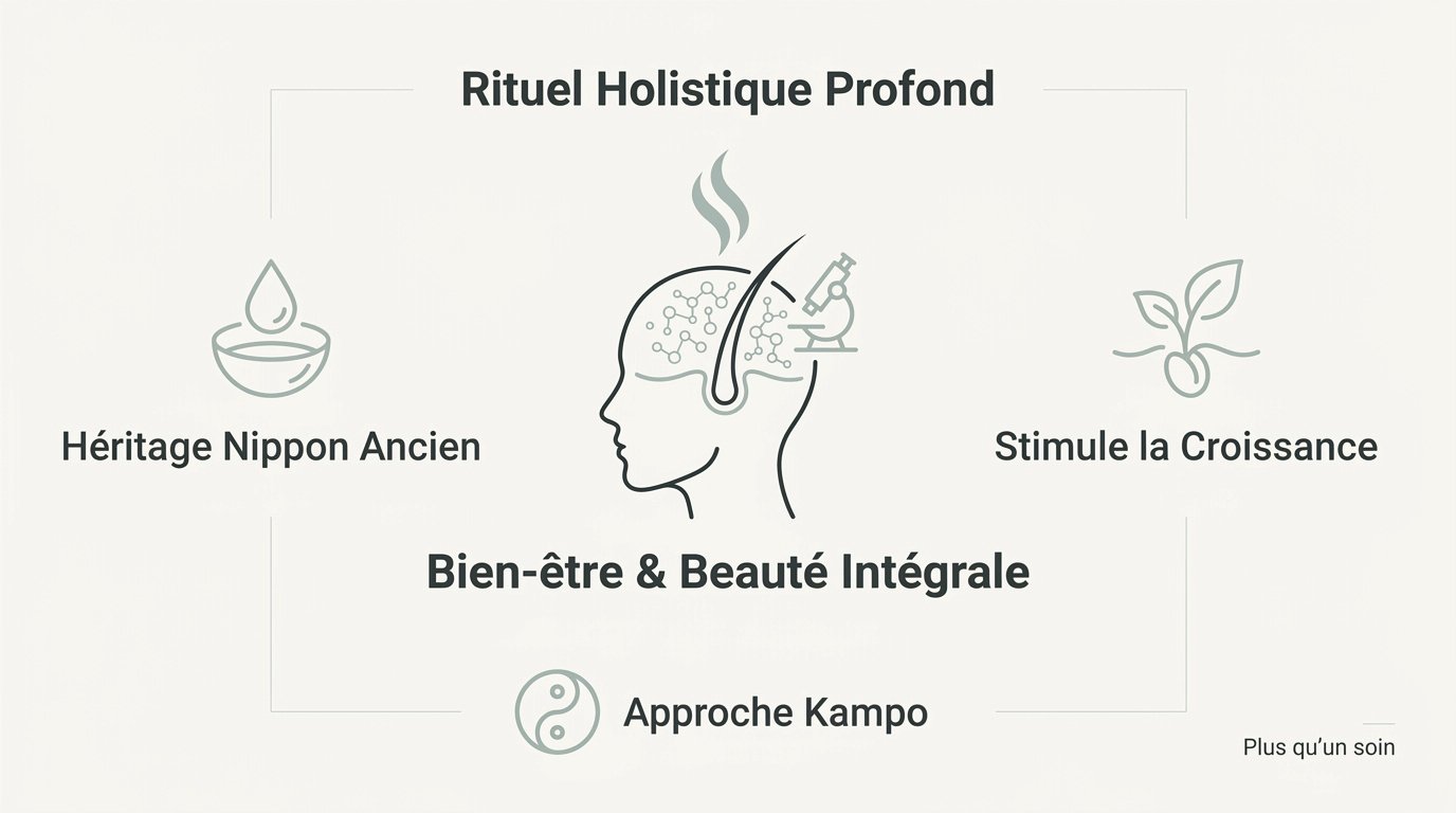 Infographie des bienfaits du head spa japonais