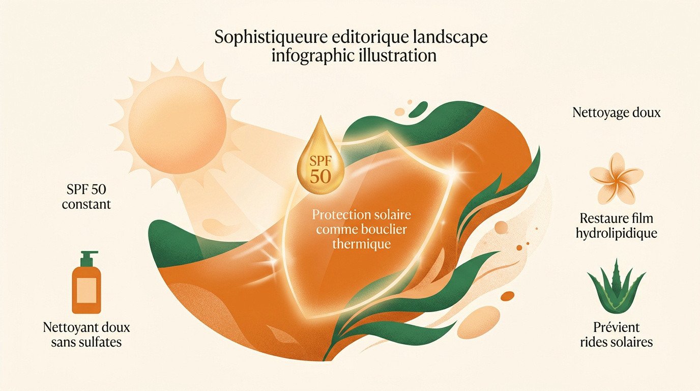Application d'une crème solaire protectrice sur le visage pour prévenir le vieillissement cutané en été