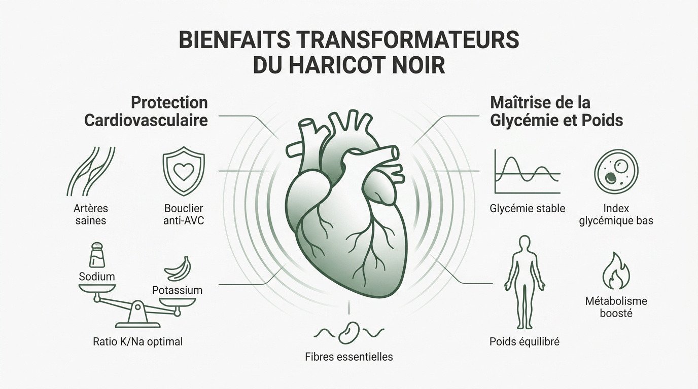 Assiette de haricots noirs riches en antioxydants pour la santé du cœur