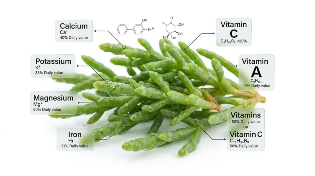 composition nutritionnelle salicorne iode magnésium calcium vitamines
