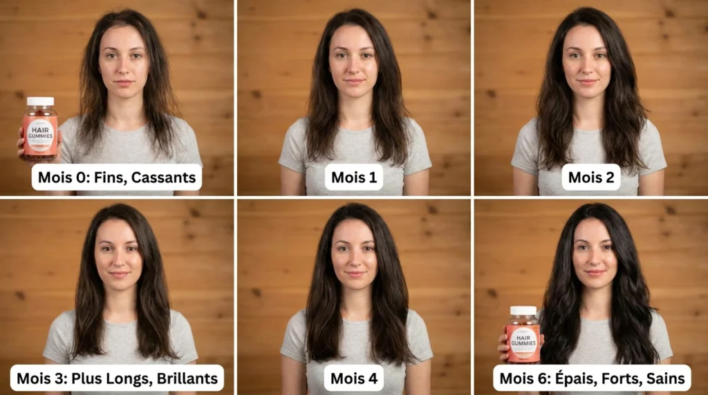 durée résultats cure gummies cheveux croissance capillaire