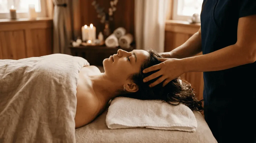 massage shirotchampi points marmas cuir chevelu séance bien-être