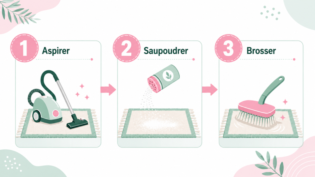 étapes pour nettoyer tapis avec du bicarbonate de soude