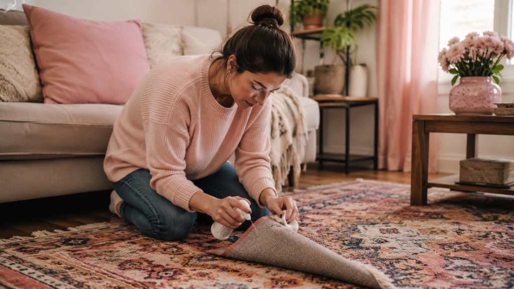 test de produit avant de nettoyer tapis fragile