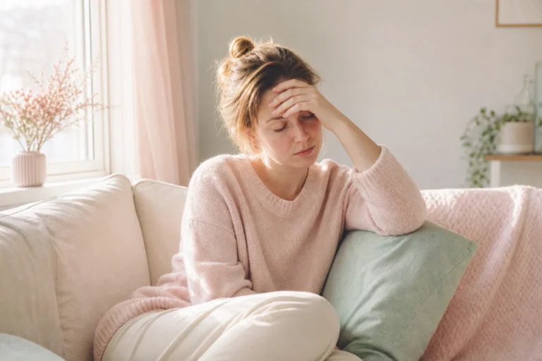 Femme fatiguée illustrant les symptômes d'une carence liée au manque de spiruline et fer