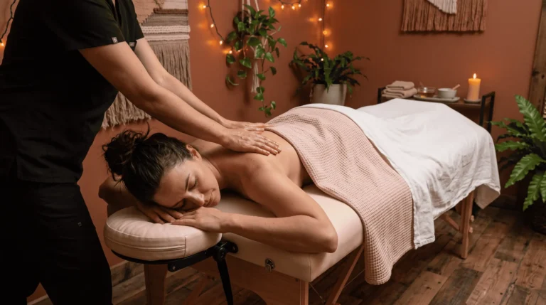 techniques massage dos appliquées sur une patiente détendue